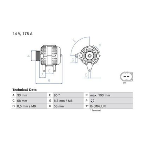 Compatible with Mercedes- Benz SLC300 Alternator 2v 174A A0009060922 - Image 3